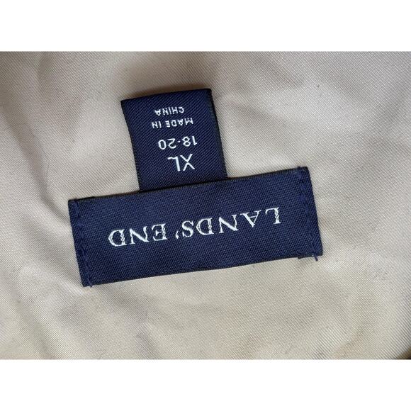 Lands' End Coat Womens XL Beige Polyester Button Front Lined Mid Length Rain - Picture 3 of 7